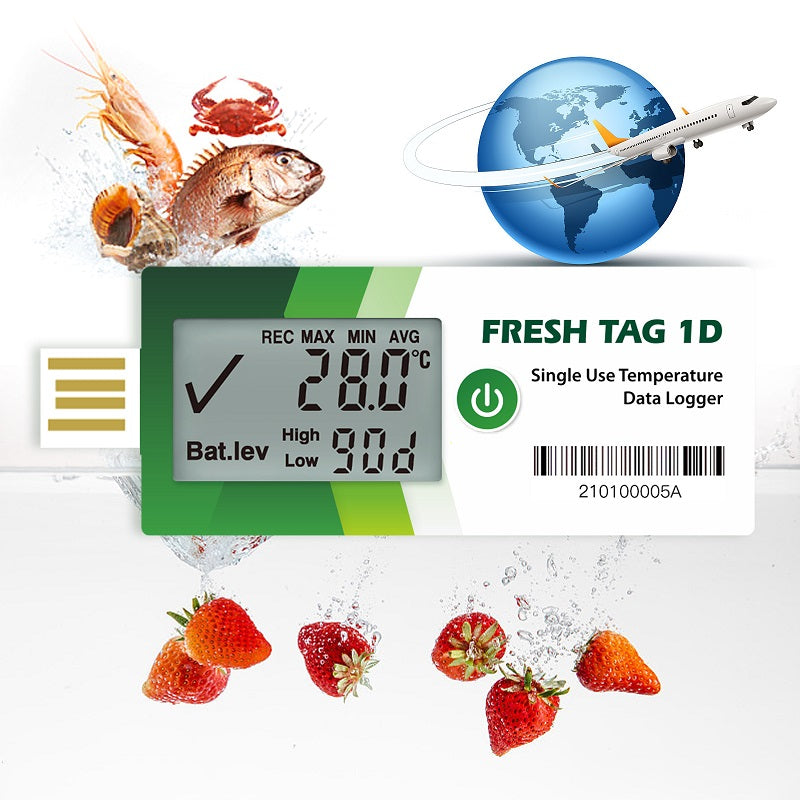 Frehliance LCD Single Use Temperature Data Logger -30℃~70℃ Fresh Tag 1D