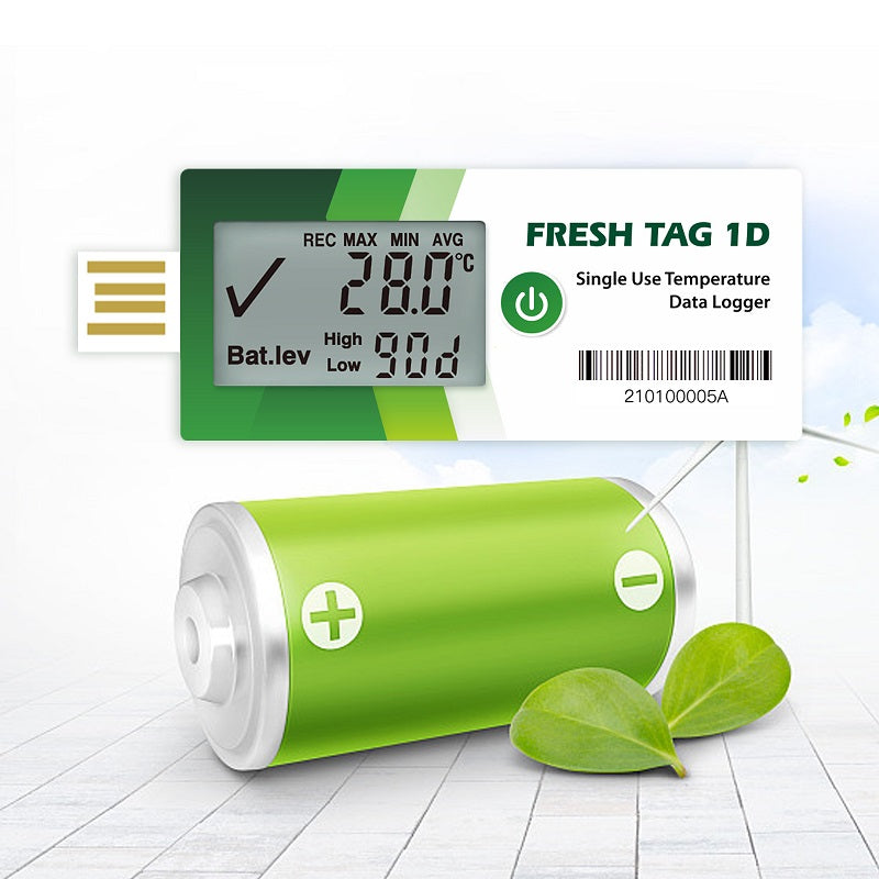 Frehliance LCD Single Use Temperature Data Logger -30℃~70℃ Fresh Tag 1D